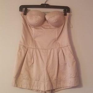 (🏷2/50) Beige Corset Style Strapless Romper